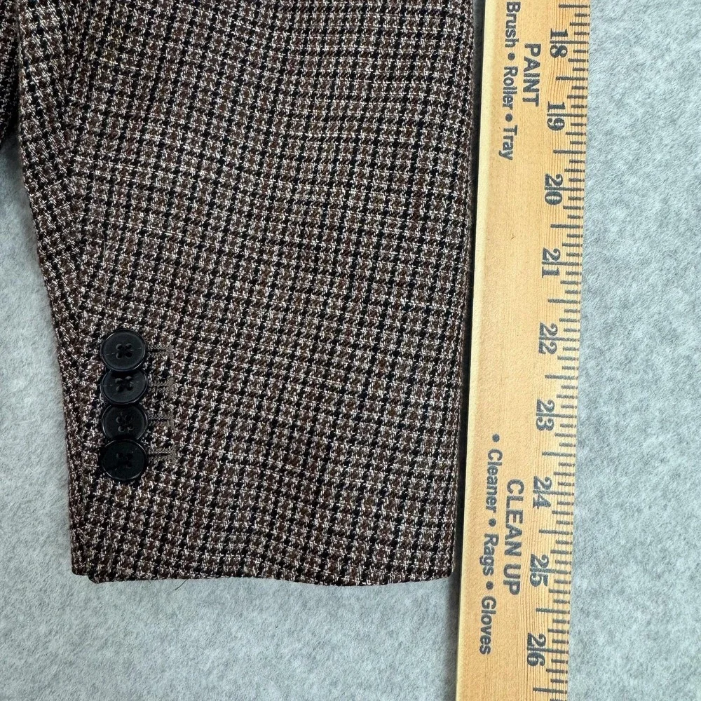 Banana Republic Blazer Mens 44R Brown Check Linen Cotton Tweed Sport Coat Jacket